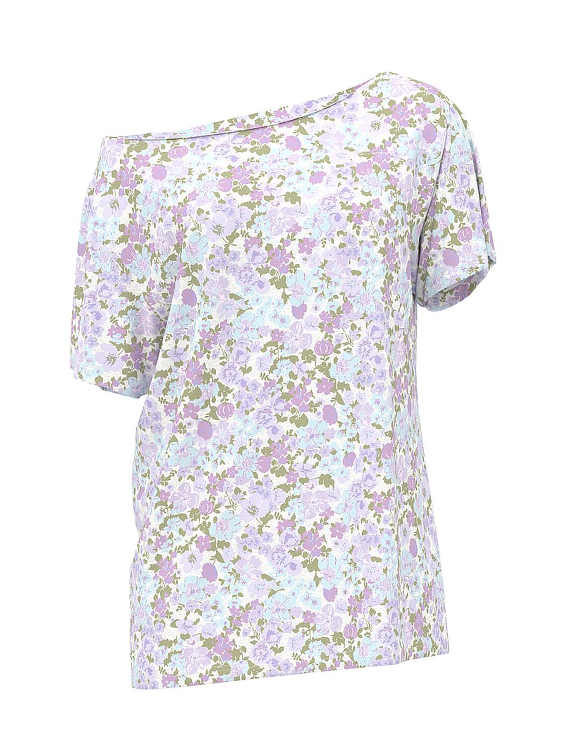 vs Pink Campus Cotton&trade; Off-The-Shoulder Tee Snow Heather Floral 3 of 4 