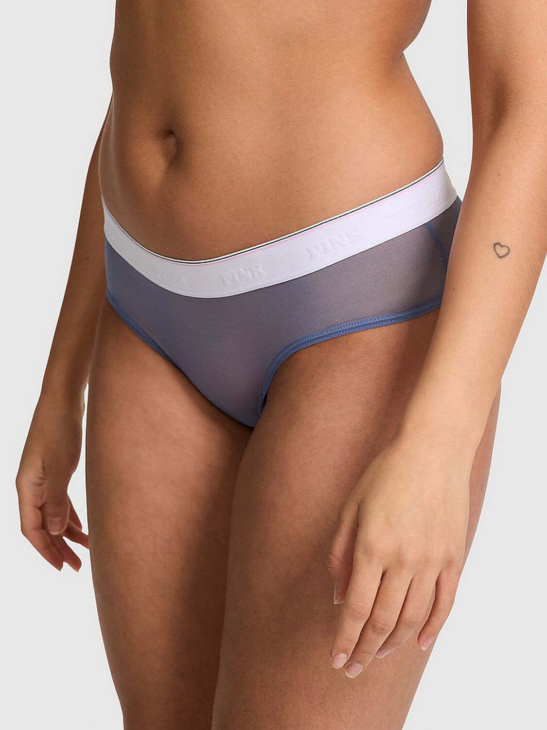 vs Pink Logo Mesh Hiphugger Panty Dusty Iris 1 of 3 