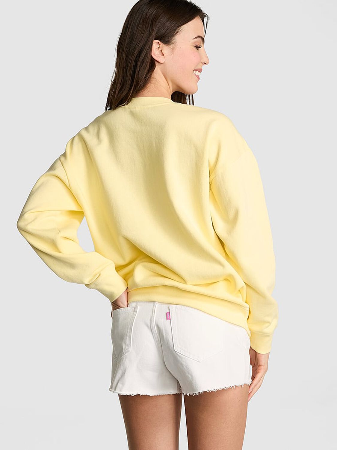 vs Pink Ivy Fleece Oversized Crew Sweatshirt Mellow Yellow 2 of 3 