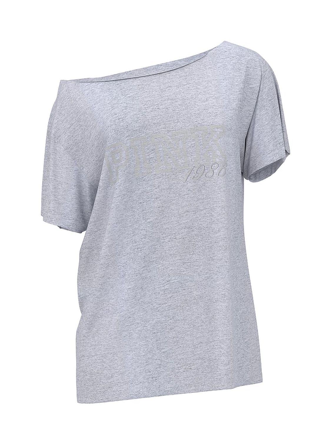 vs Pink Campus Cotton&trade; Off-The-Shoulder Tee Medium Heather Grey 3 of 3 