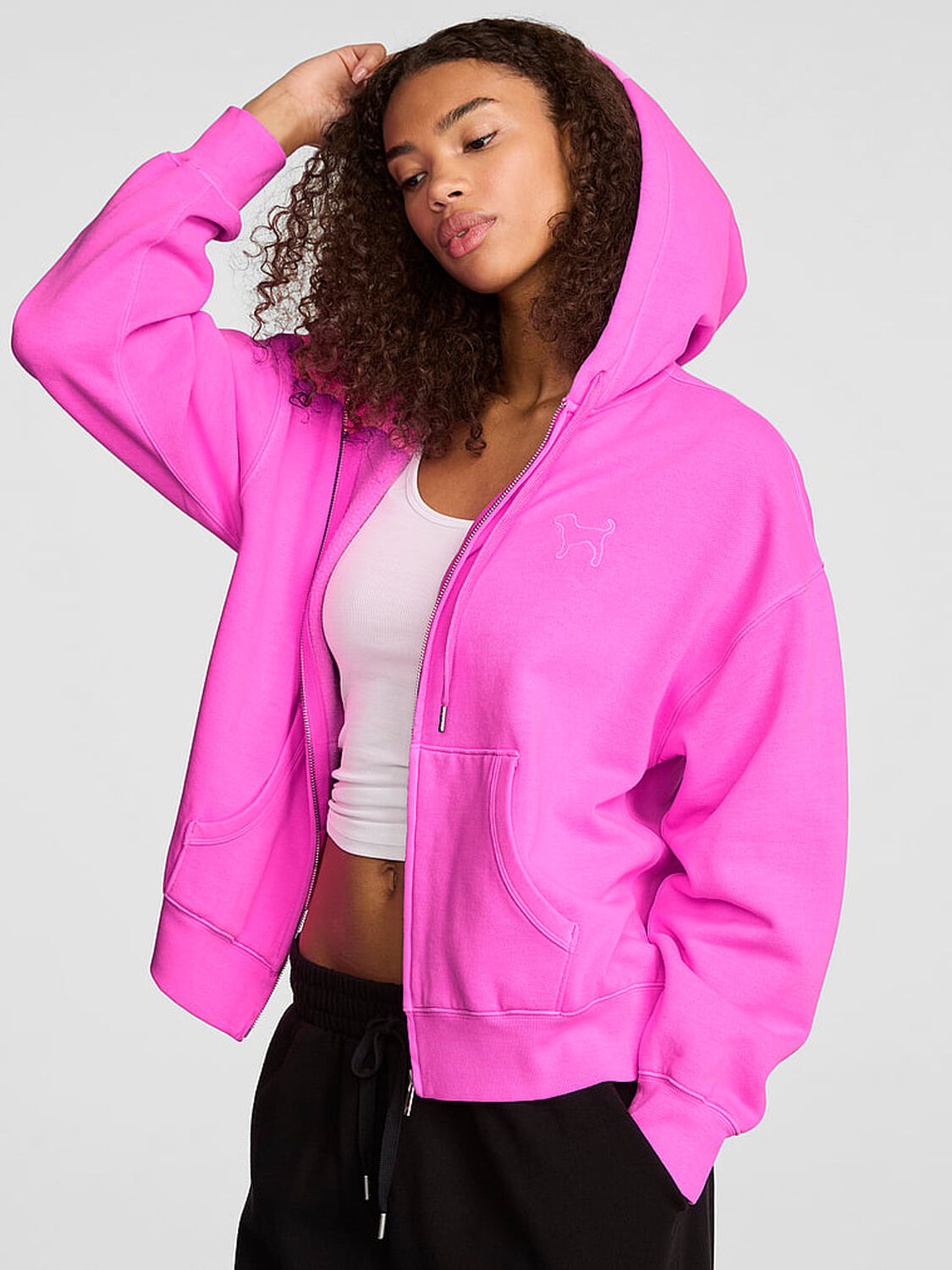 vs Pink Campus Fleece&trade; Full-Zip Hoodie Pink Berry 1 of 3 
