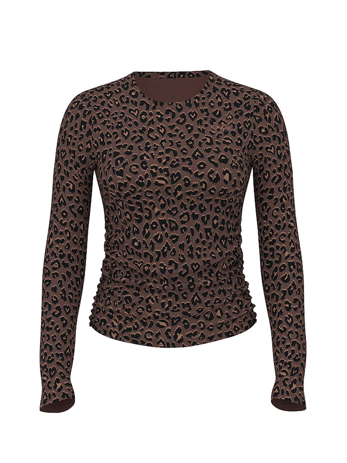 pink Pink Waﬄe Knit Long-Sleeve Top Brown Leo 3 of 4 