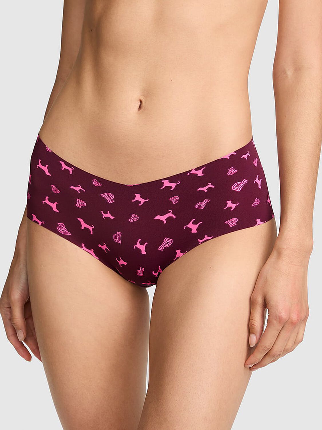 vs Pink No-Show Cheeky Panty Wild Rose Logo Dog 1 of 3 