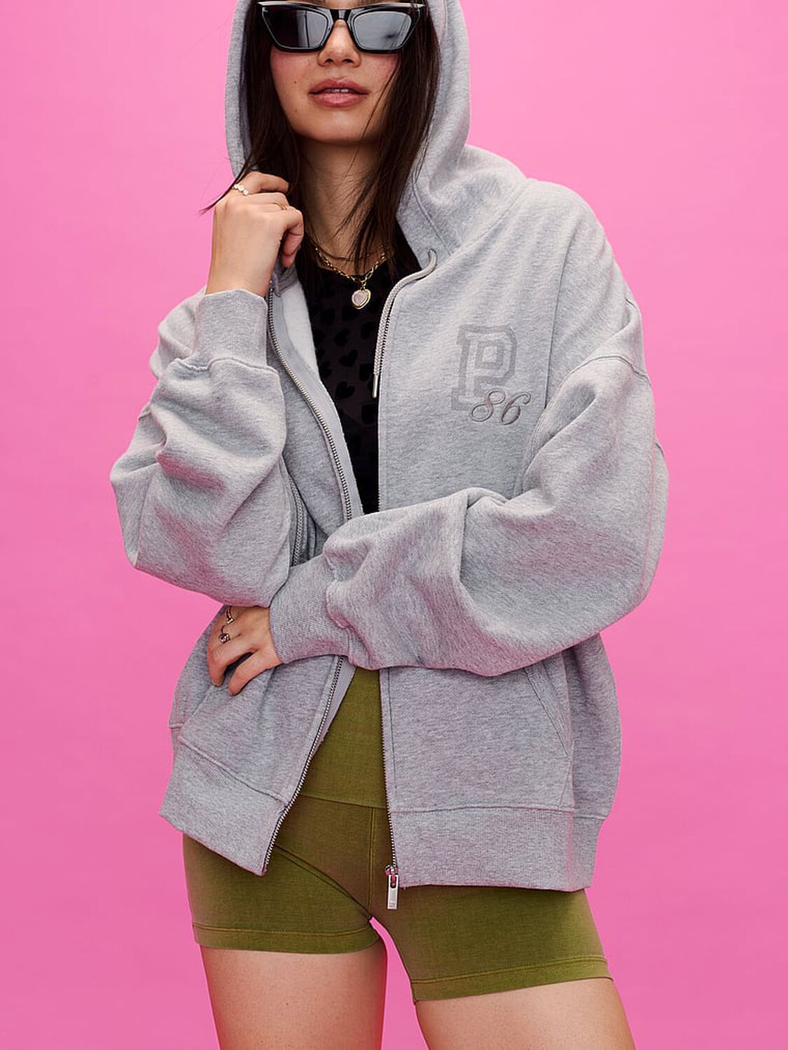 vs Pink Campus Fleece&trade; Full-Zip Hoodie Medium Heather Grey Spring 4 of 4 