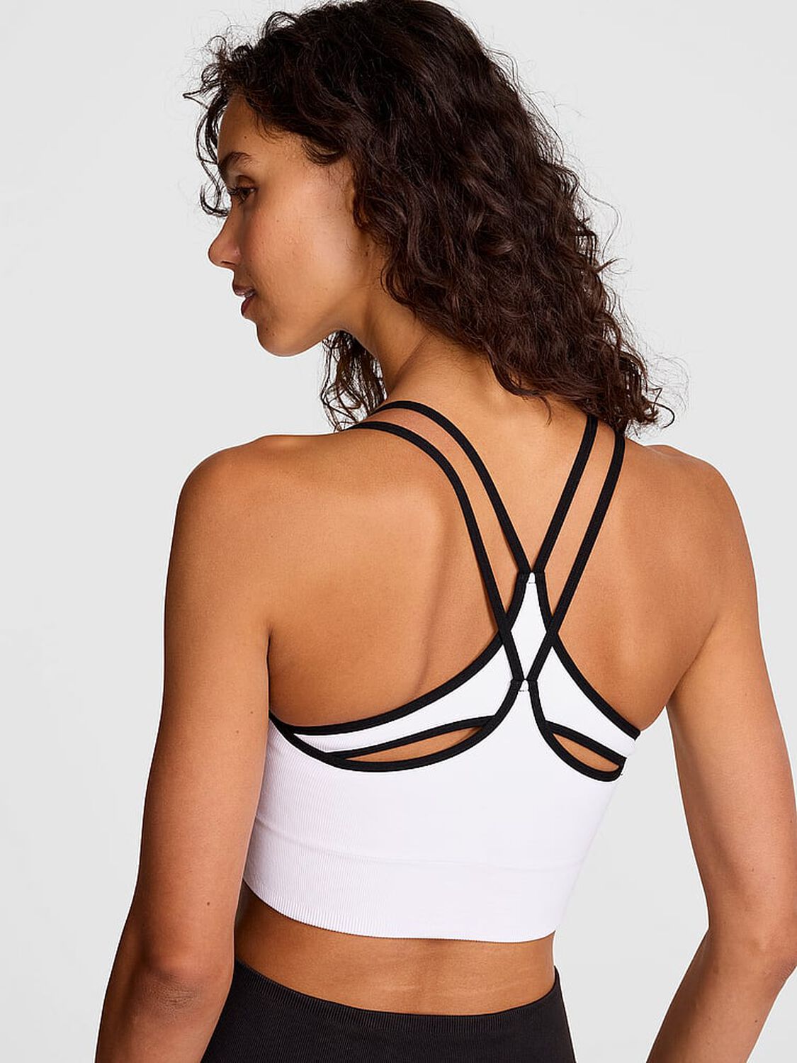 vs Pink Soft Seamless Strappy Sports Bra White 2 of 3 