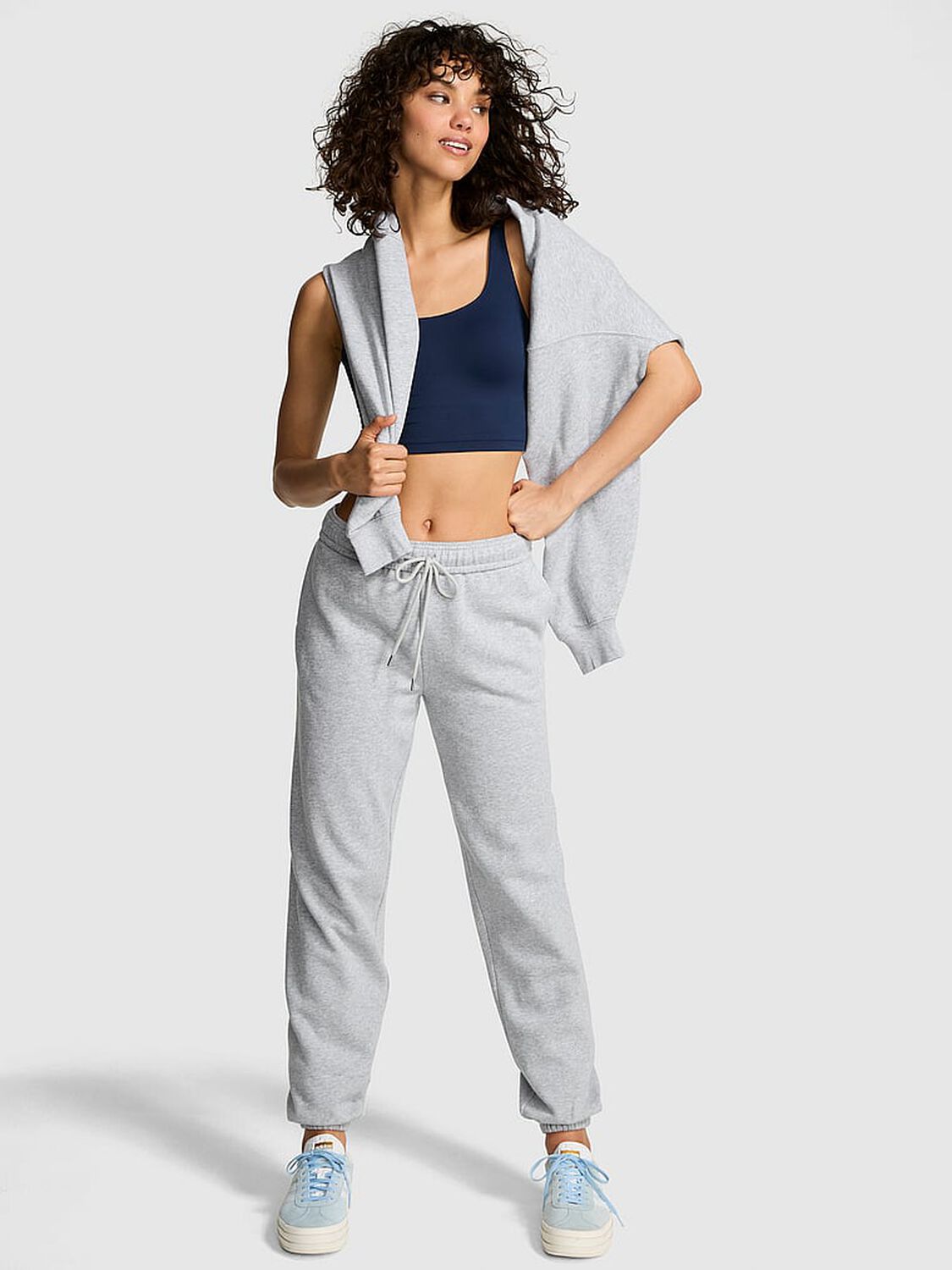 vs Pink Ivy Fleece Campus Sweatpants Vs Medium Heather Grey 1 of 3 