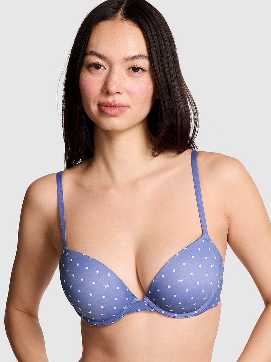 vs Pink Wear Everywhere Wear Everywhere Super Push-Up Bra Dusty Iris Dot Dog Print 1 of 3 