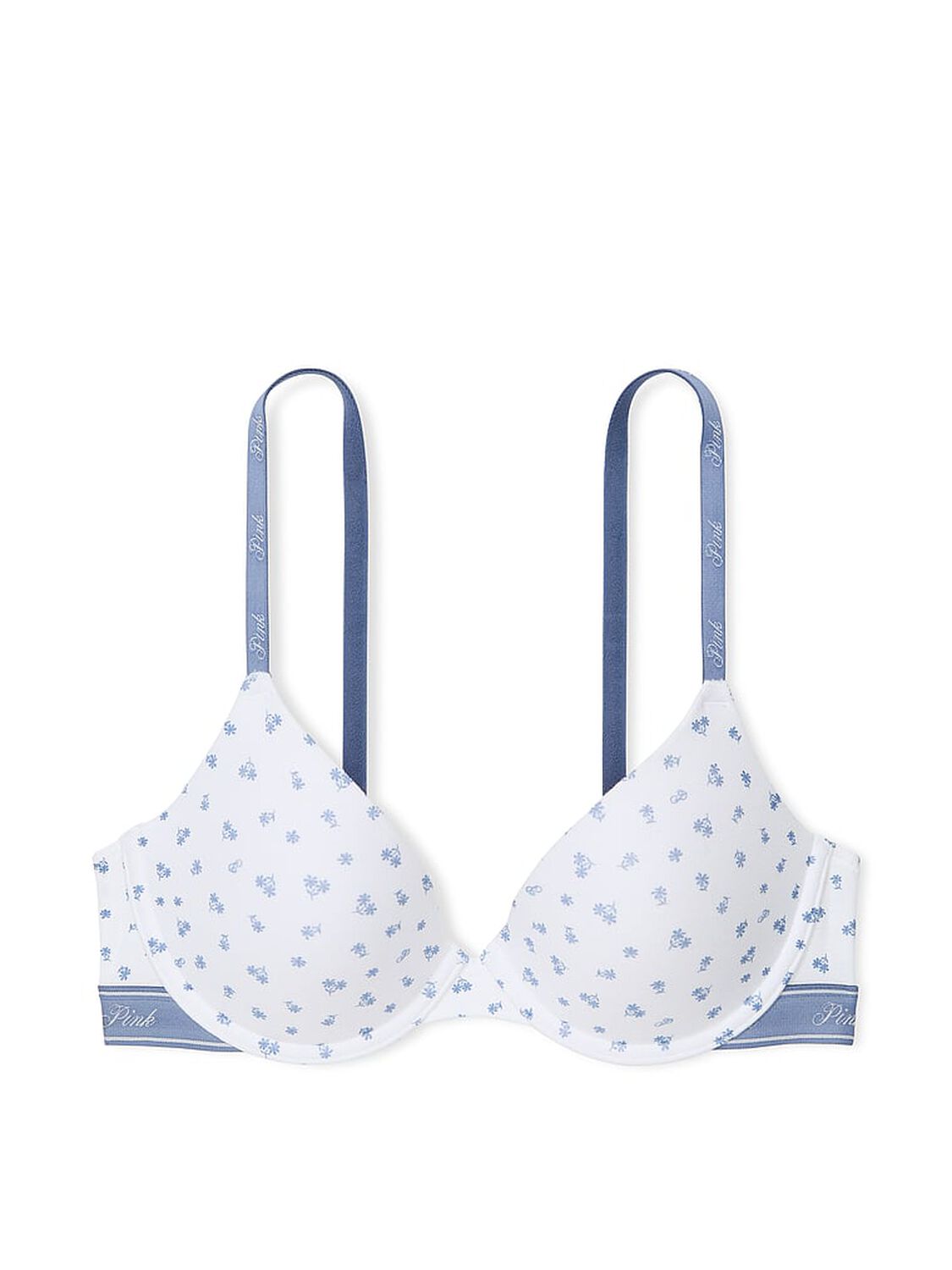 vs Pink Wear Everywhere Wear Everywhere Lightly Lined T-Shirt Bra White Floral Print 3 of 3 