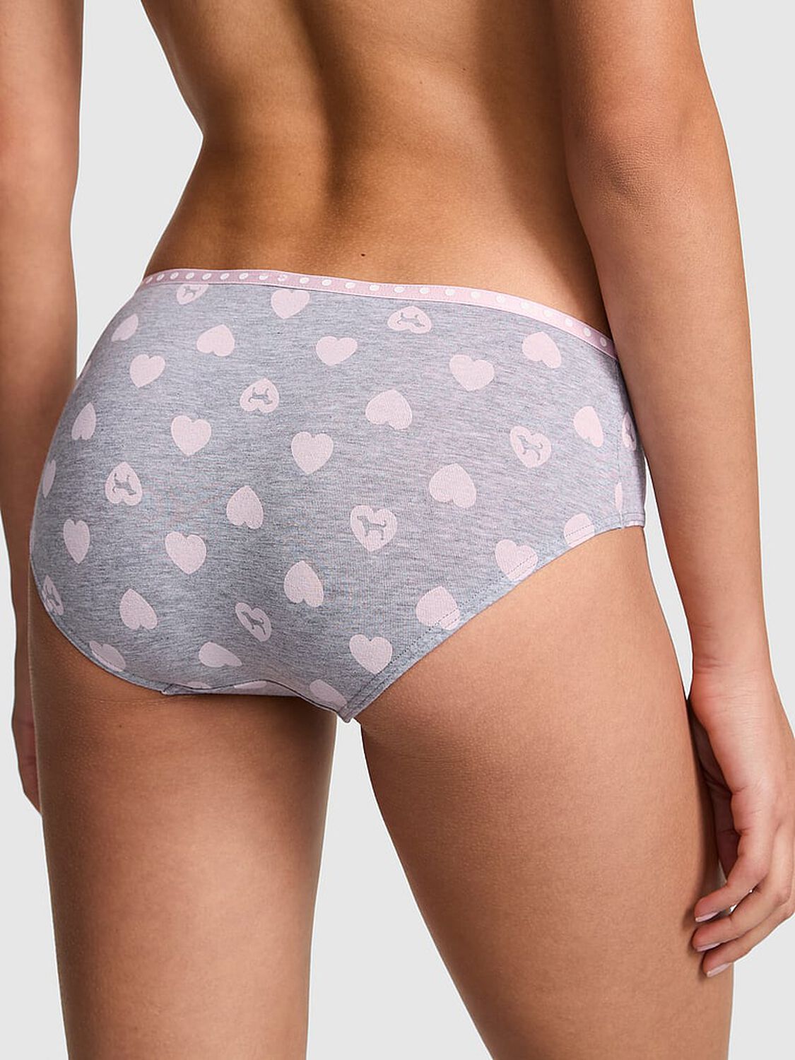 vs Pink Logo Hiphugger Panty Medium Heather Grey Heart Dog Print 2 of 3 