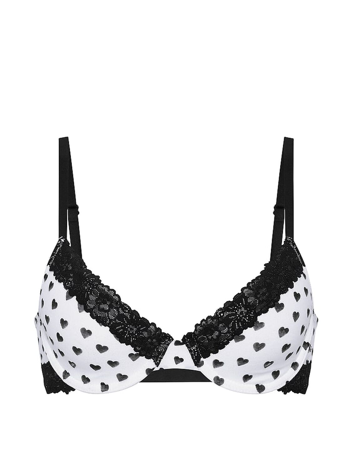 vs Pink Wear Everywhere&trade; Lightly Lined Full Coverage T-Shirt Bra White Heart Print 3 of 4 