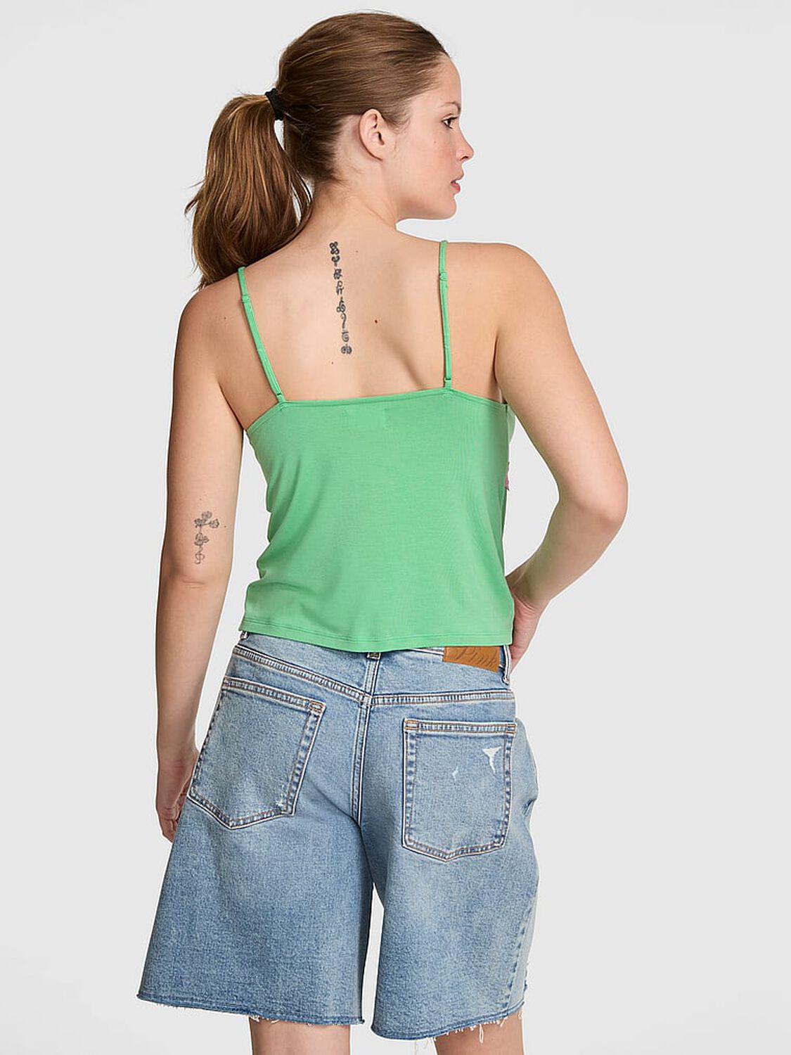 vs Pink Modal Lace-Trim Cami Graphic Green 2 of 3 