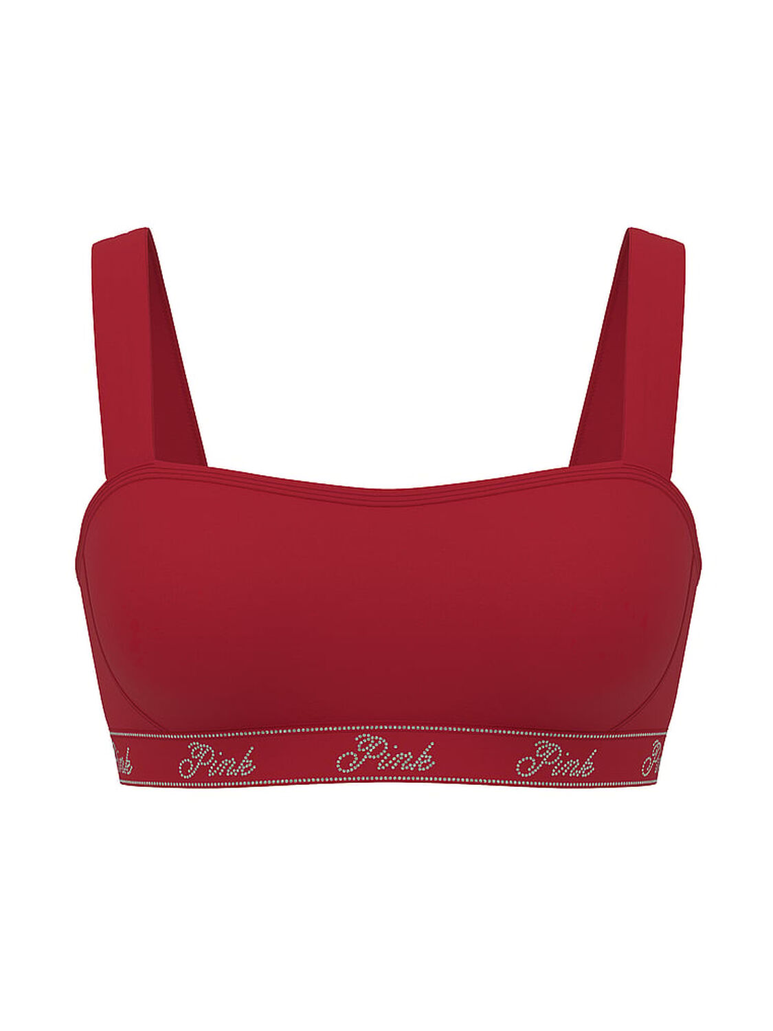 vs Pink Relay Logo Shine Sports Bra Red Lacquer Bling Logo 3 of 4 