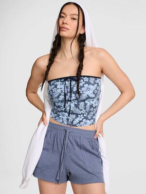All-Day Cotton&trade; Ruched Front-Tie Tube Top