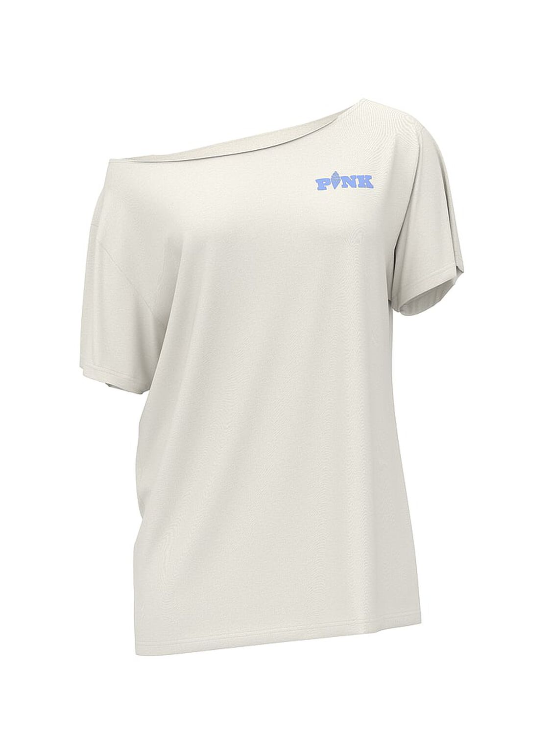 vs Pink Campus Cotton Off-The-Shoulder Tee Winter White Ice Cream 3 of 3 