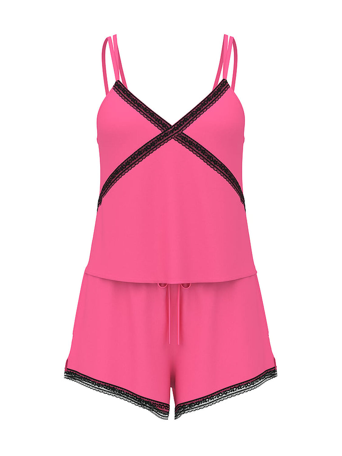 vs Pink Wink Lace-Trim Tank & Shorts Set Carmine Rose 3 of 3 