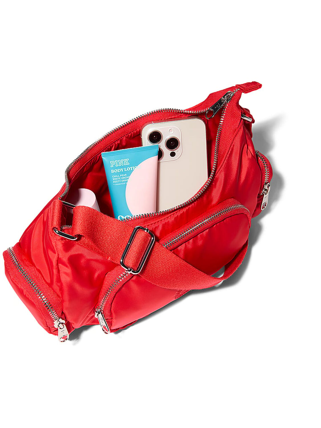 vs Pink PINK Pocket Shoulder Bag Bright Vermilion Nylon 3 of 4 