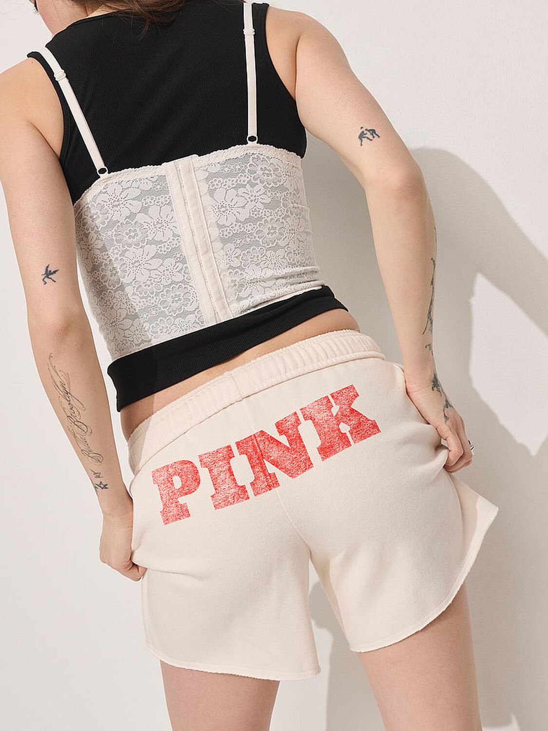 vs Pink Campus Fleece&trade; Shorts Winter White 4 of 4 