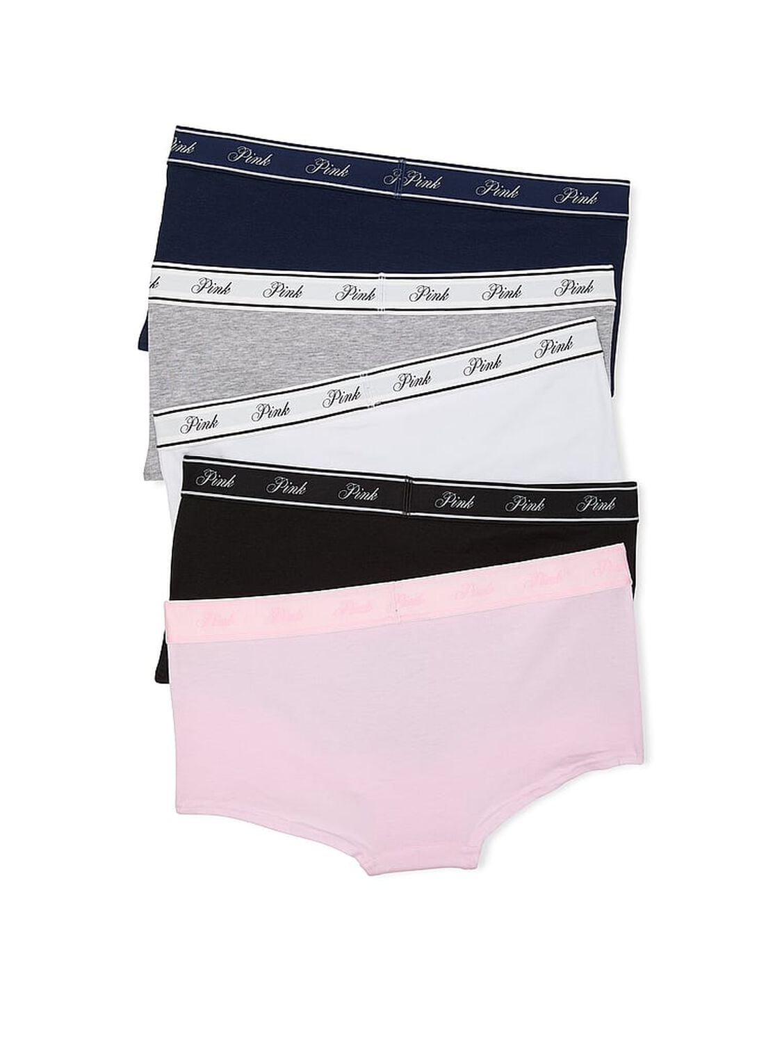 pink Pink 5-Pack Logo Cotton Boyshort Panties Just The Basics Pack 2 of 2 