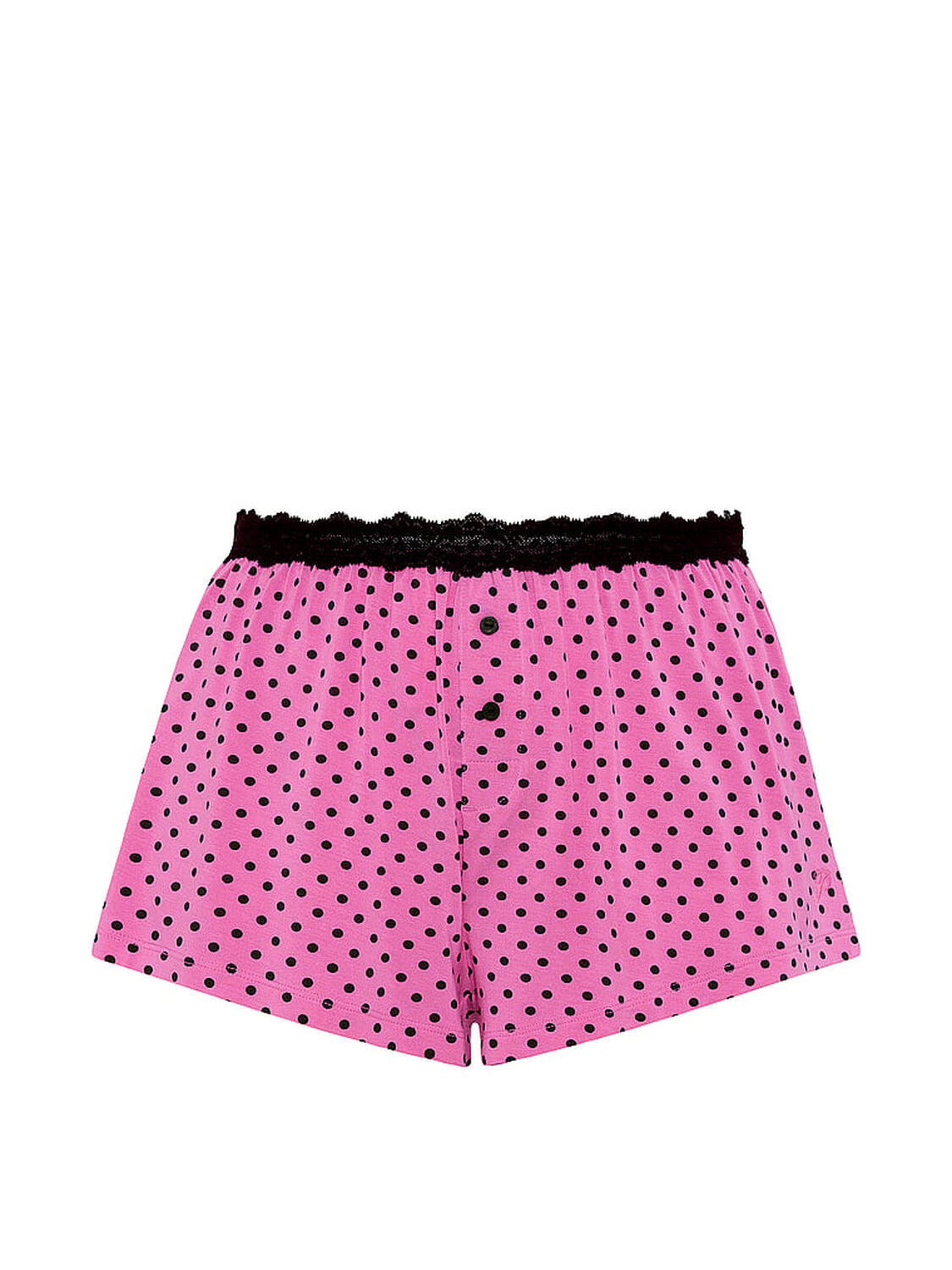 vs Pink Modal Lace-Trim Micro Shorts Sizzling Strawberry Dots 3 of 4 