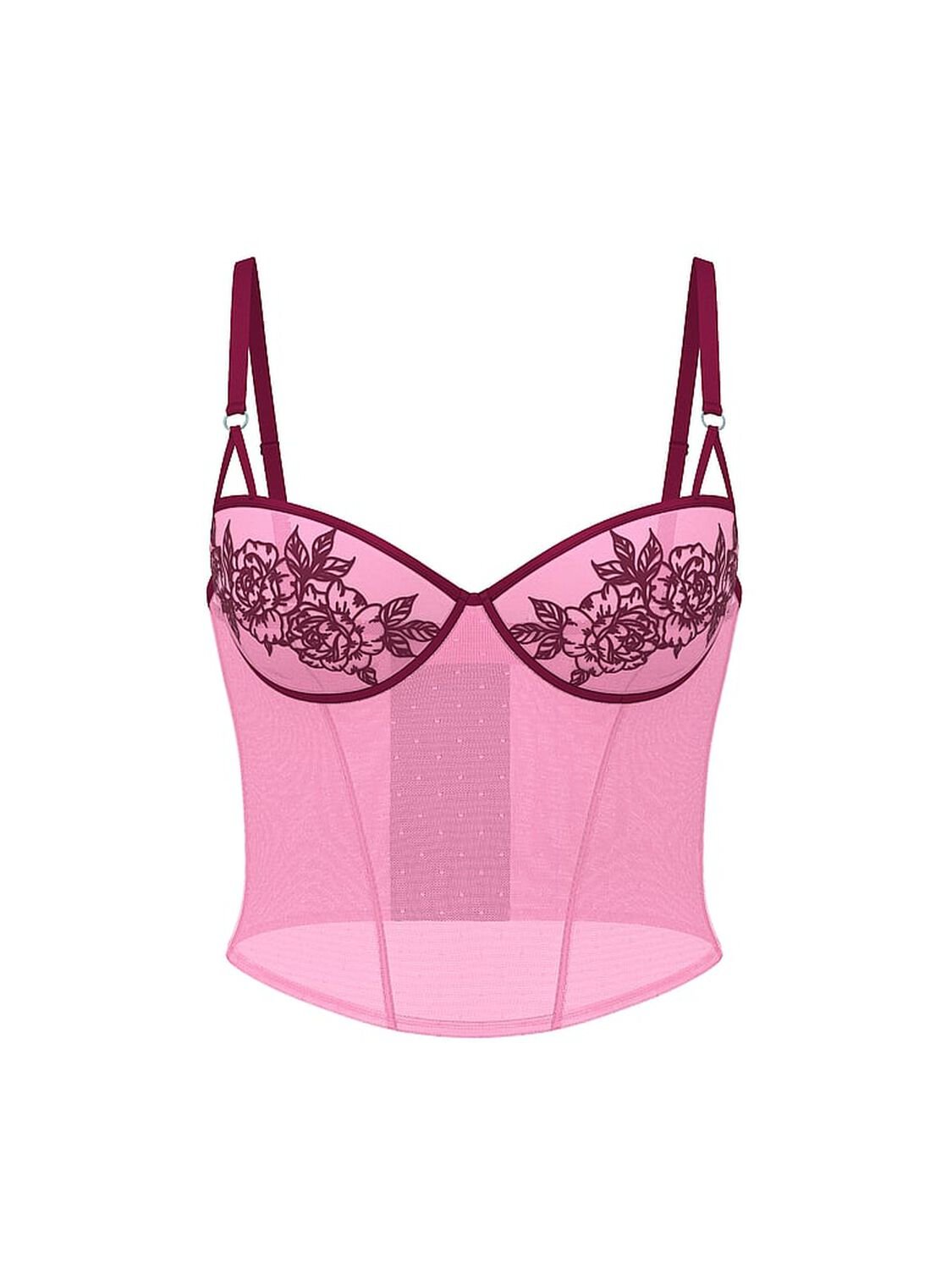 vs Pink Wink Wink Lightly Lined Balconette Corset Top Pink Lollipopburgundy 3 of 3 