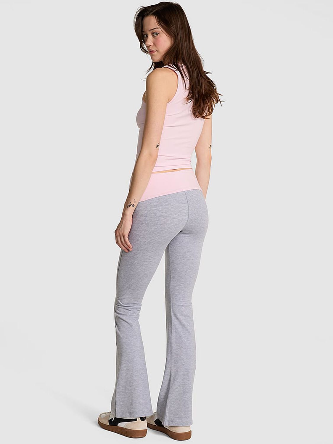 vs Pink All-Day Cotton Foldover Flare Leggings Limitededition Spring Break Grey 1 of 5 