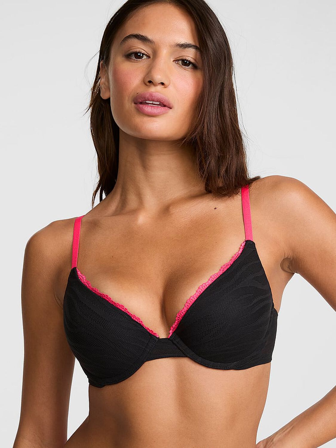 vs Pink Wear Everywhere Wear Everywhere&trade; Push-Up Bra Black 1 of 3 