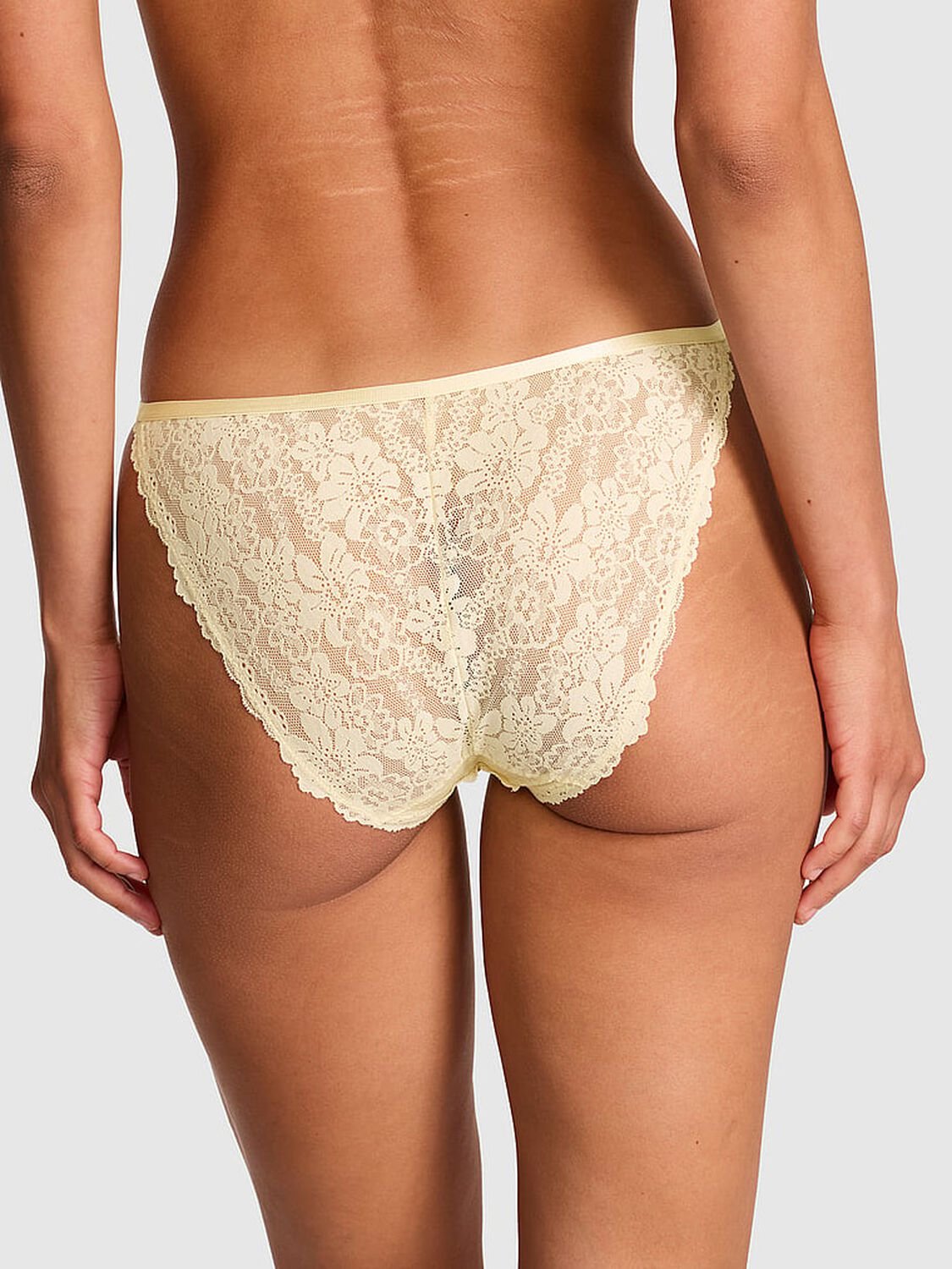 vs Pink Lace String Bikini Panty Palest Yellow 2 of 3 