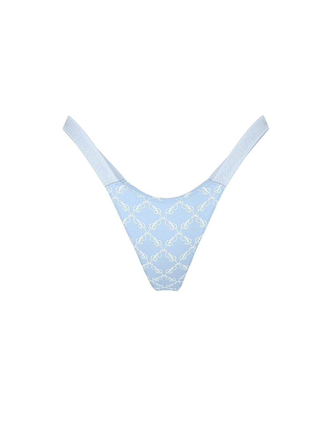 vs Pink Logo Cotton High-Leg Micro Thong Panty Icy Blue P Bow Print 3 of 3 