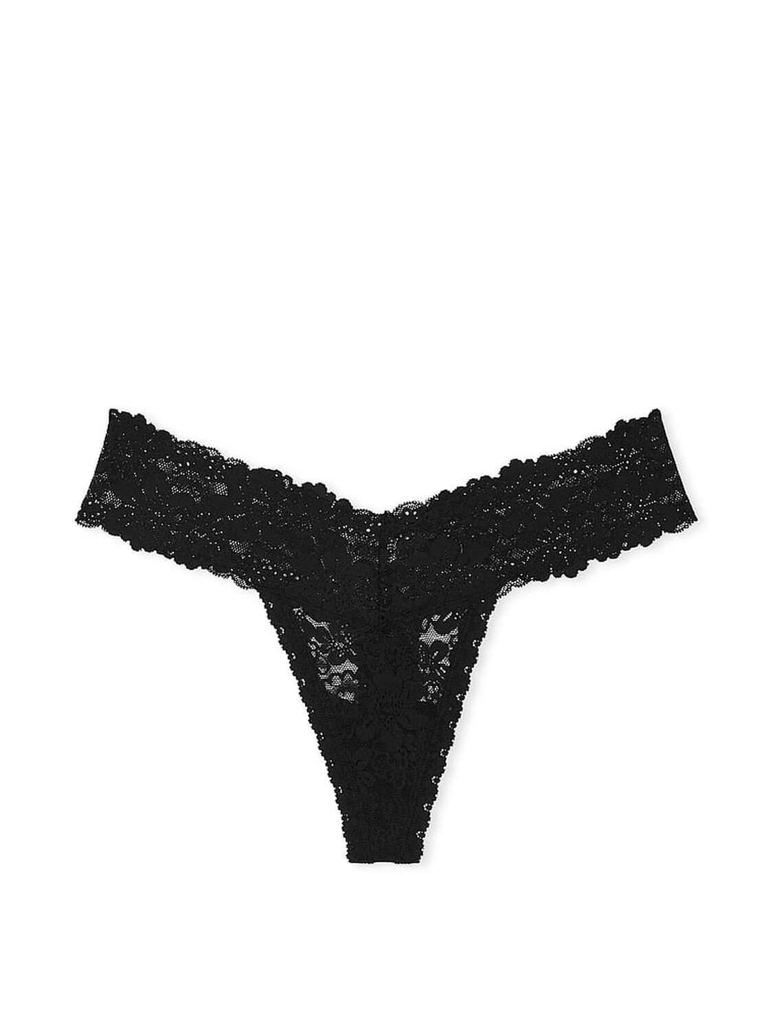 vs Pink Wink Lace Thong Panty Pure Black 3 of 3 