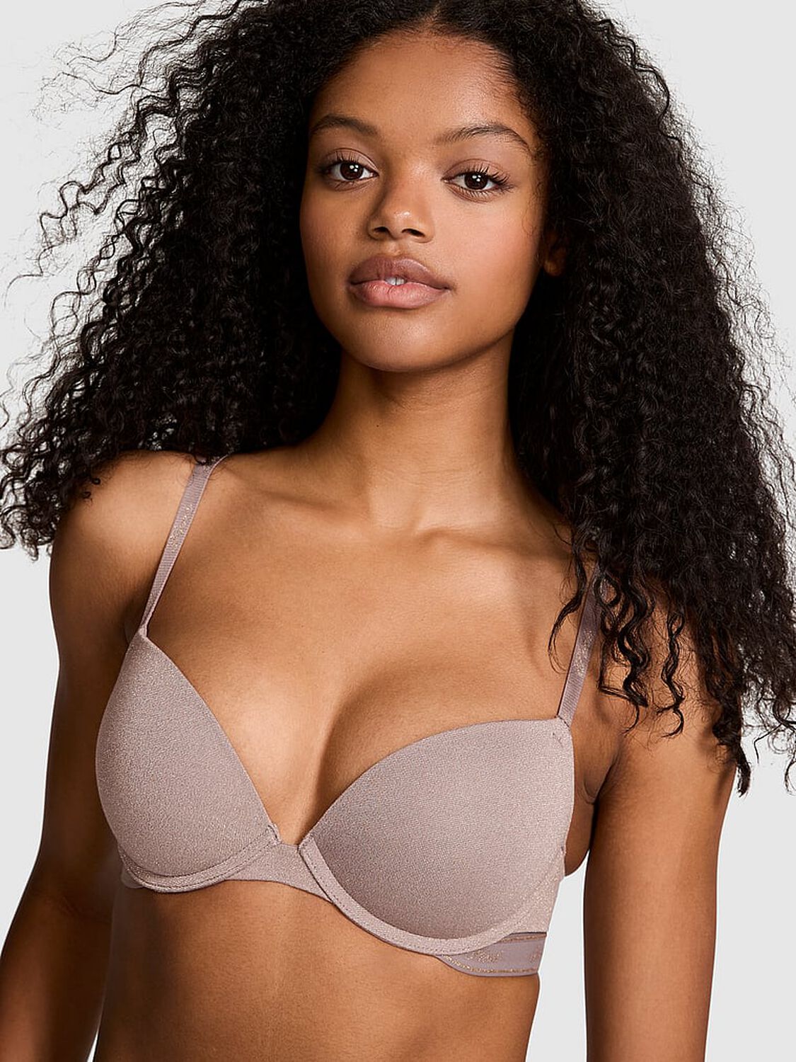 vs Pink Wear Everywhere Wear Everywhere Super Push-Up Bra Iced Coffee 1 of 4 