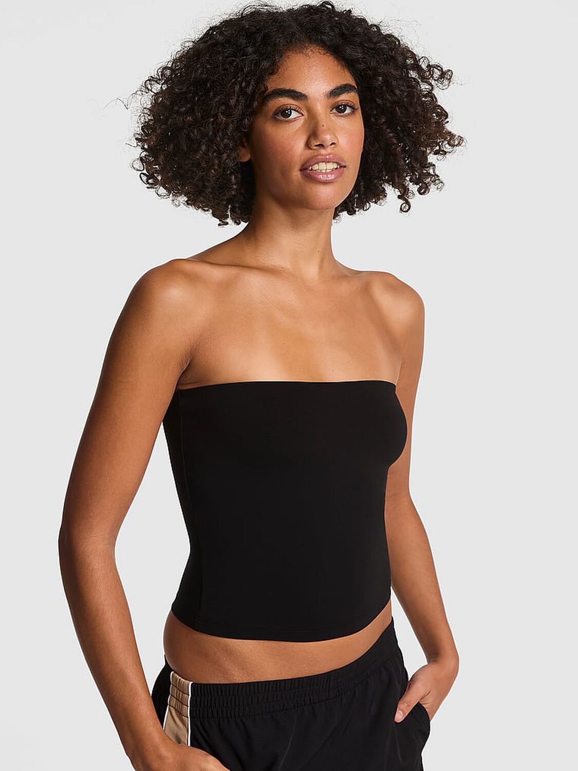 vs Pink Base Stretch Tube Top Pure Black 1 of 3 