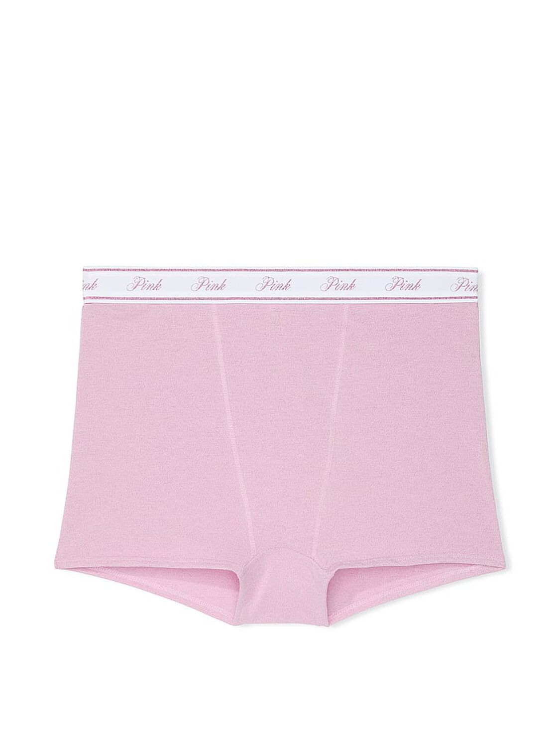 vs Pink Logo Cotton Shimmer High-Waist Boyshort Panty Petal Pink 3 of 4 