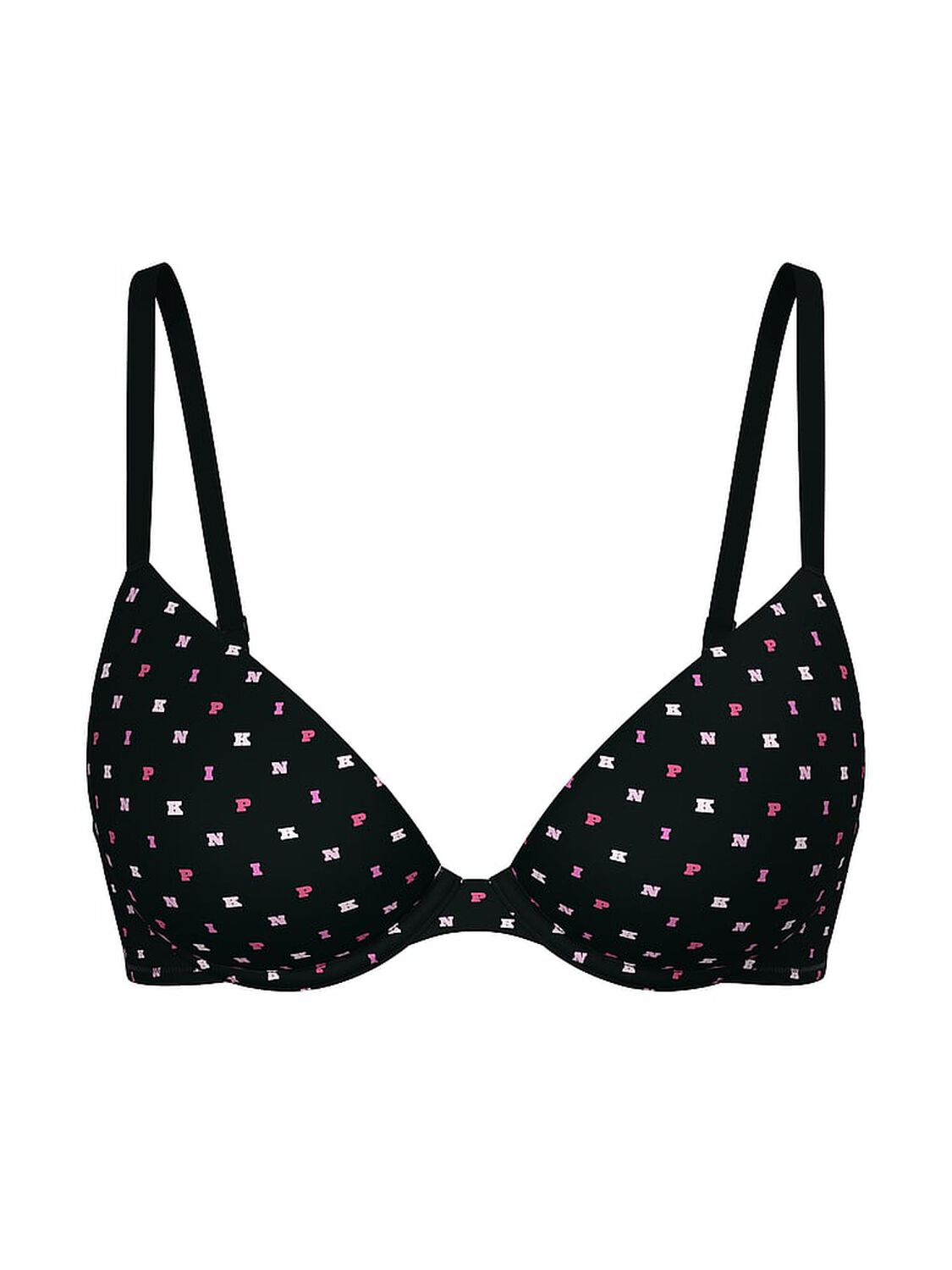 vs Pink Wear Everywhere Wear Everywhere Super Push-Up Bra Black Scattered Logo Print 3 of 3 