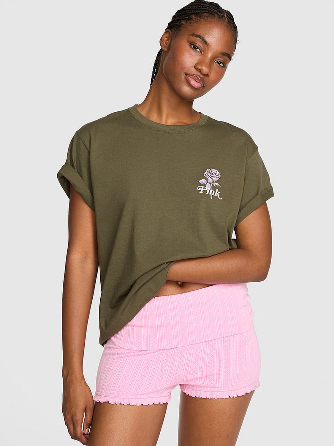 vs Pink Campus Cotton&trade; Tee Artichoke Fresh Florals 1 of 2 