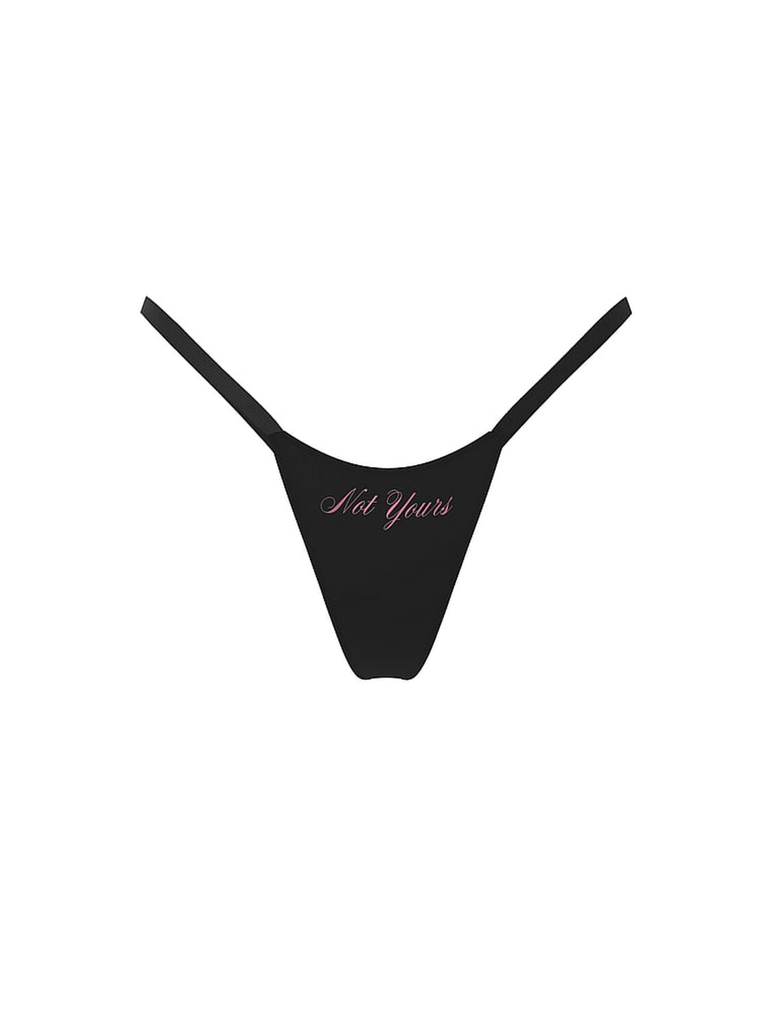 pink Pink Logo Cotton String Micro Thong Panty Black Not Yours Graphic 3 of 3 