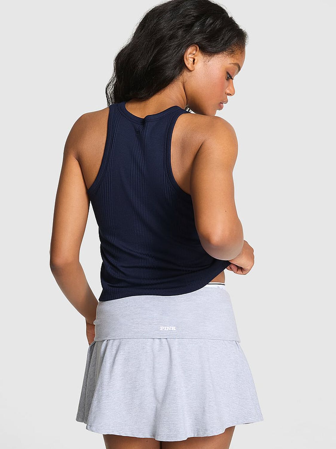 vs Pink Multi Rib Tank Top Noir Navy 2 of 2 