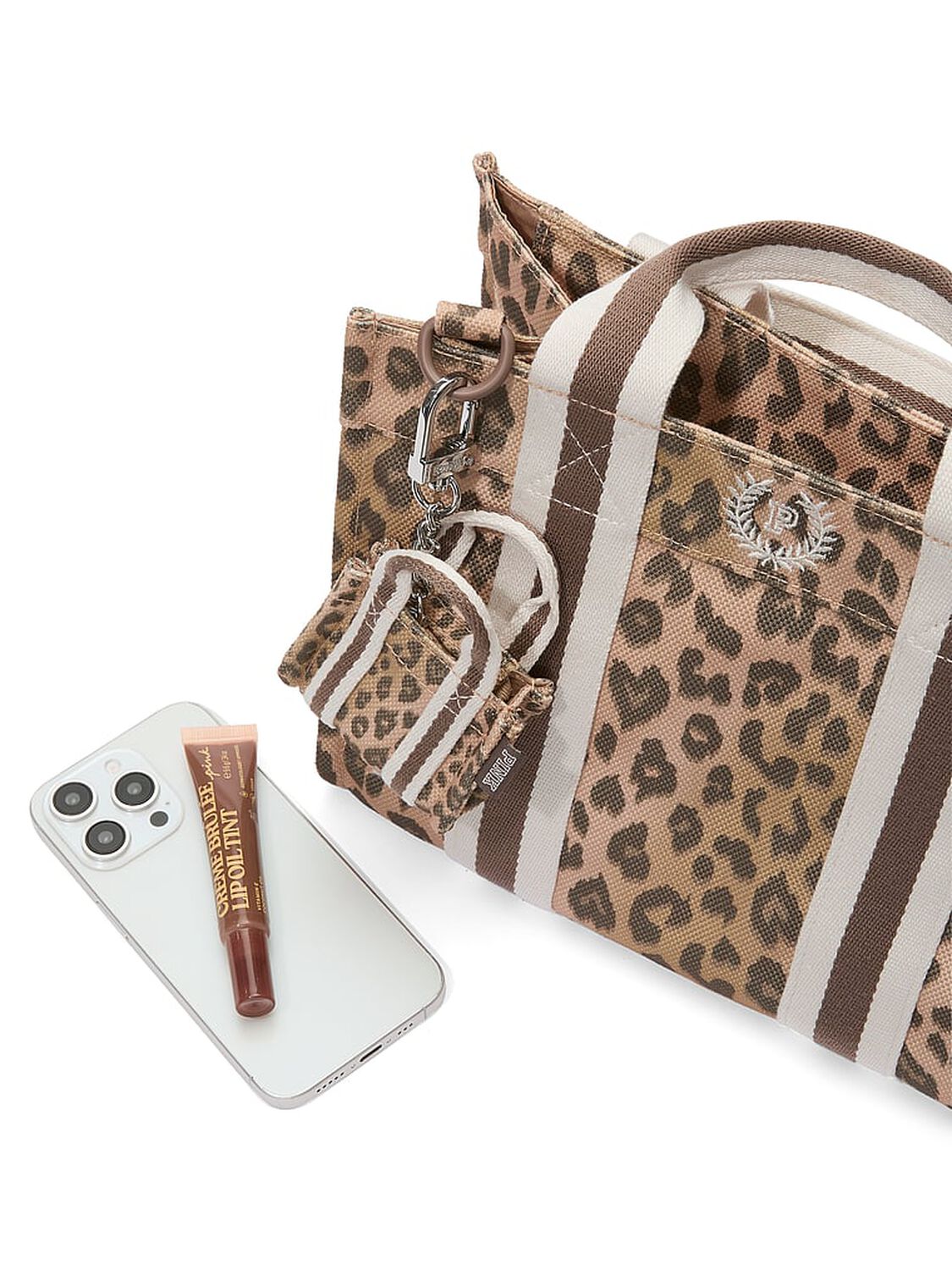 vs Pink Mini Tote Keychain Charm Leopard Print 1 of 2 