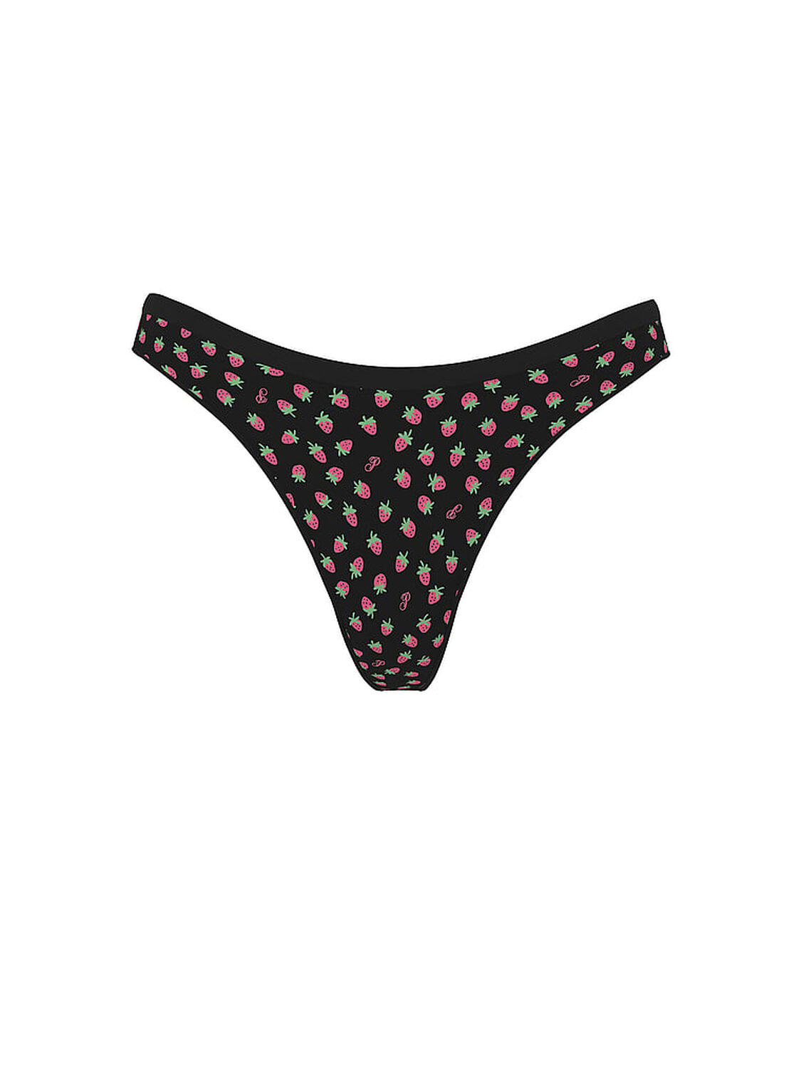 vs Pink Seamless High-Leg Thong Panty Black Strawberry Print 3 of 3 