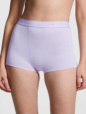 Logo Cotton Shimmer High-Waist Boyshort Panty