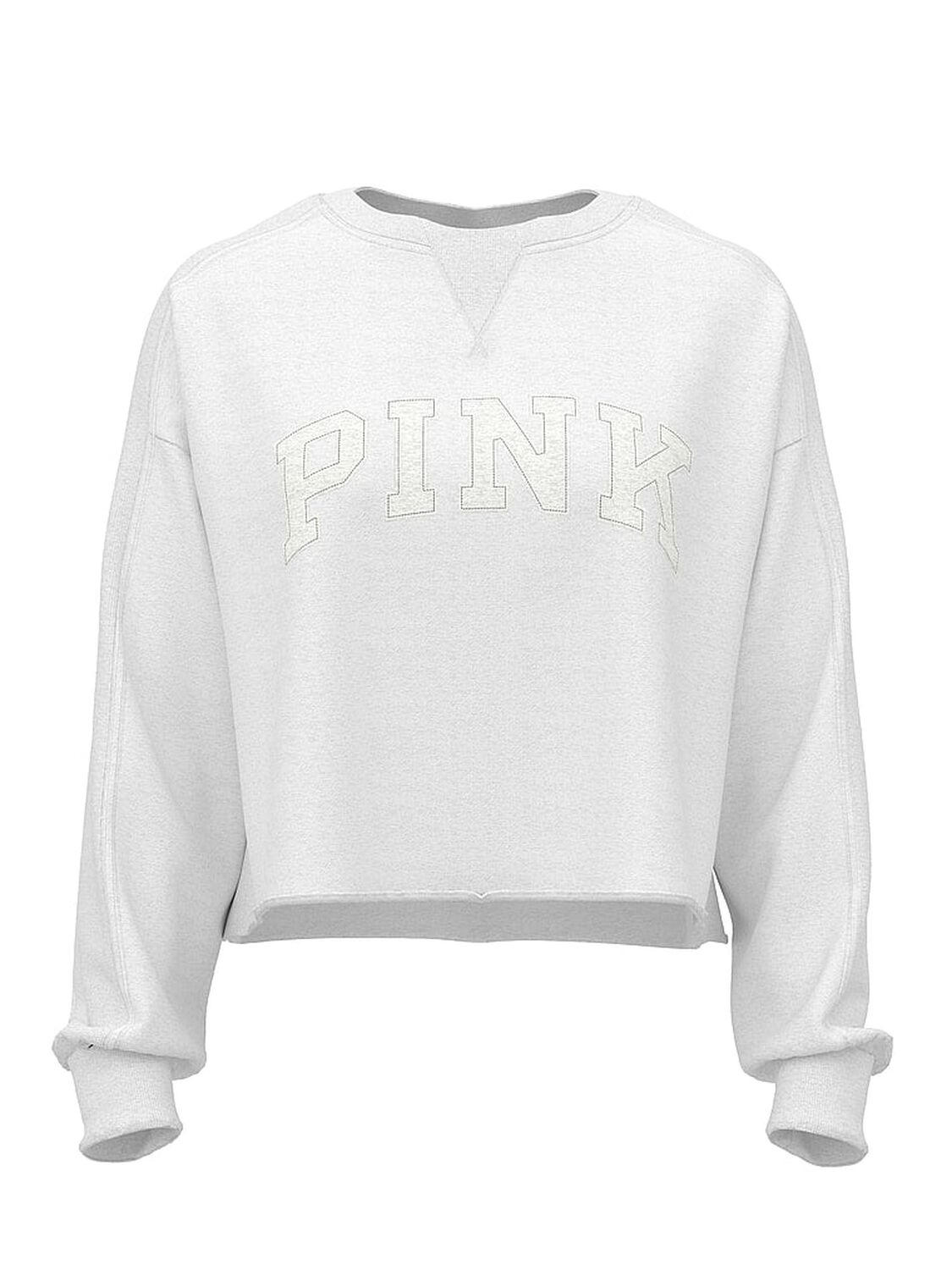 vs Pink Campus Terry&trade; Raw-Cut Crew Sweatshirt Snow Heather 3 of 3 