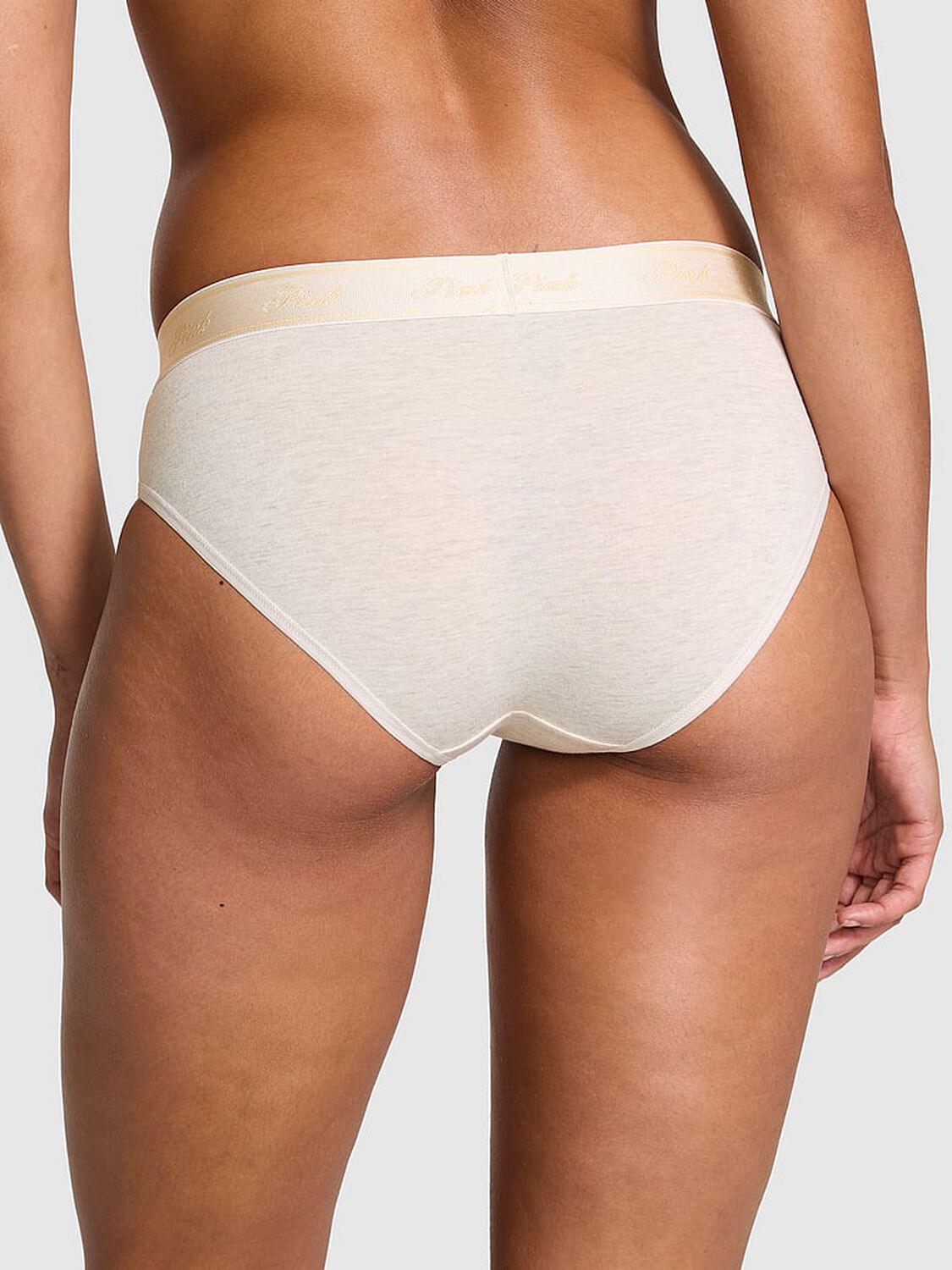 vs Pink Logo Cotton Hiphugger Panty Natural Heather 2 of 3 