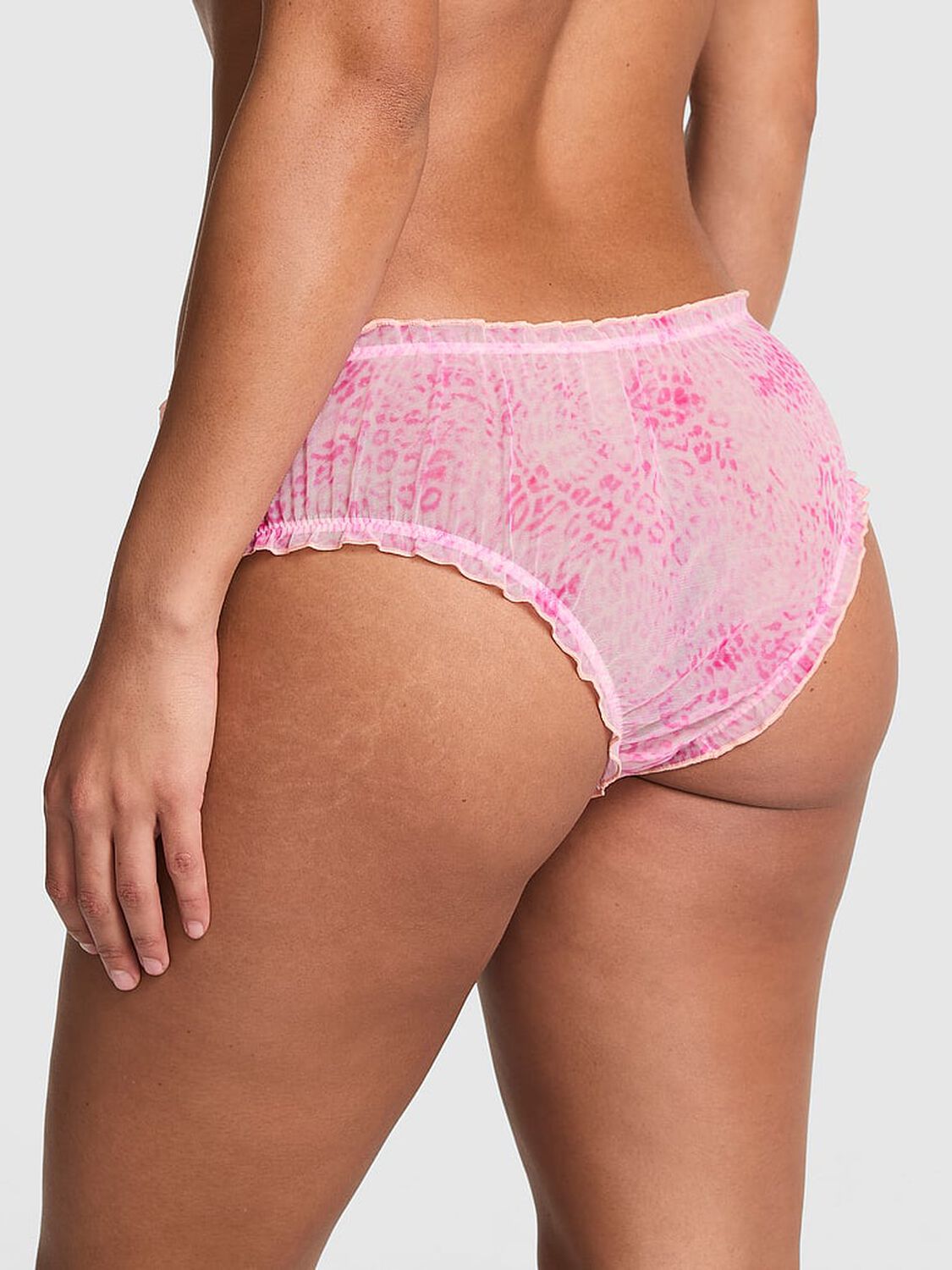 vs Pink PINK Wink&trade; Ruﬄe Cheeky Panty Coconut Pink Leopard Print 2 of 3 