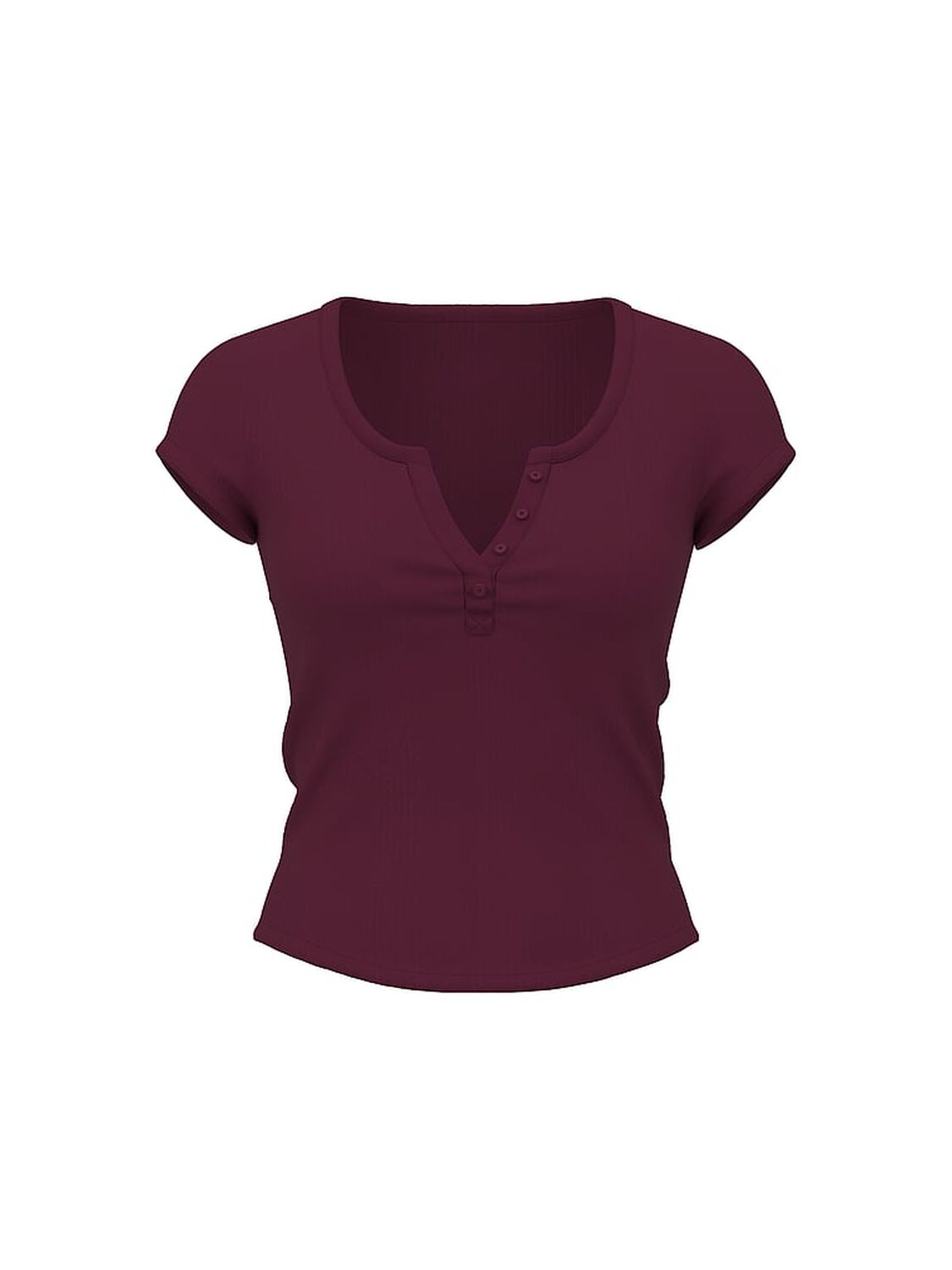 vs Pink Multi Rib Henley Tee Wild Rose 3 of 3 