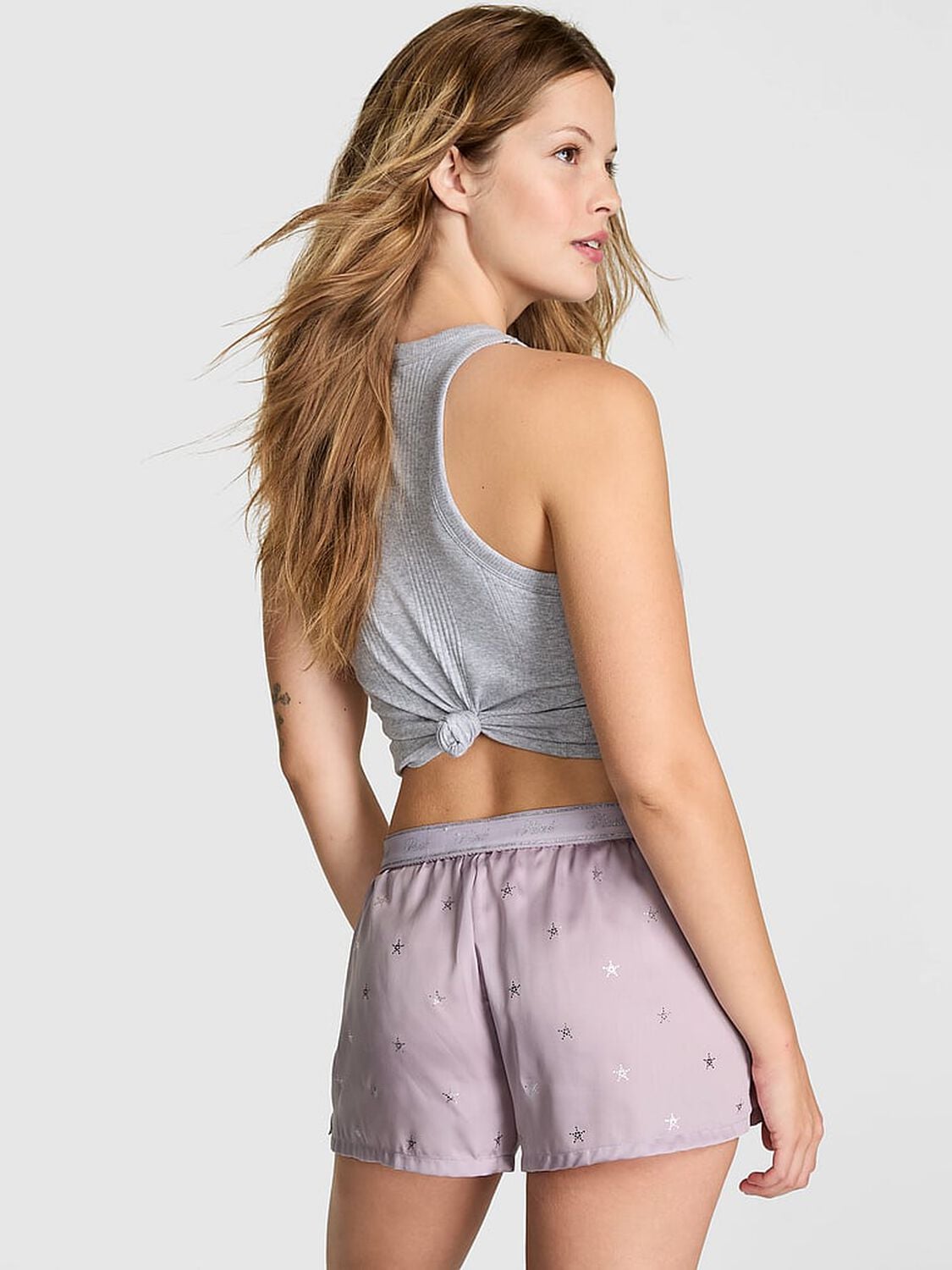 pink Pink Silky Sleep Boxy Pajama Shorts Spring Violet Foil 2 of 4 