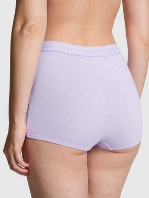 Logo Cotton Shimmer High-Waist Boyshort Panty