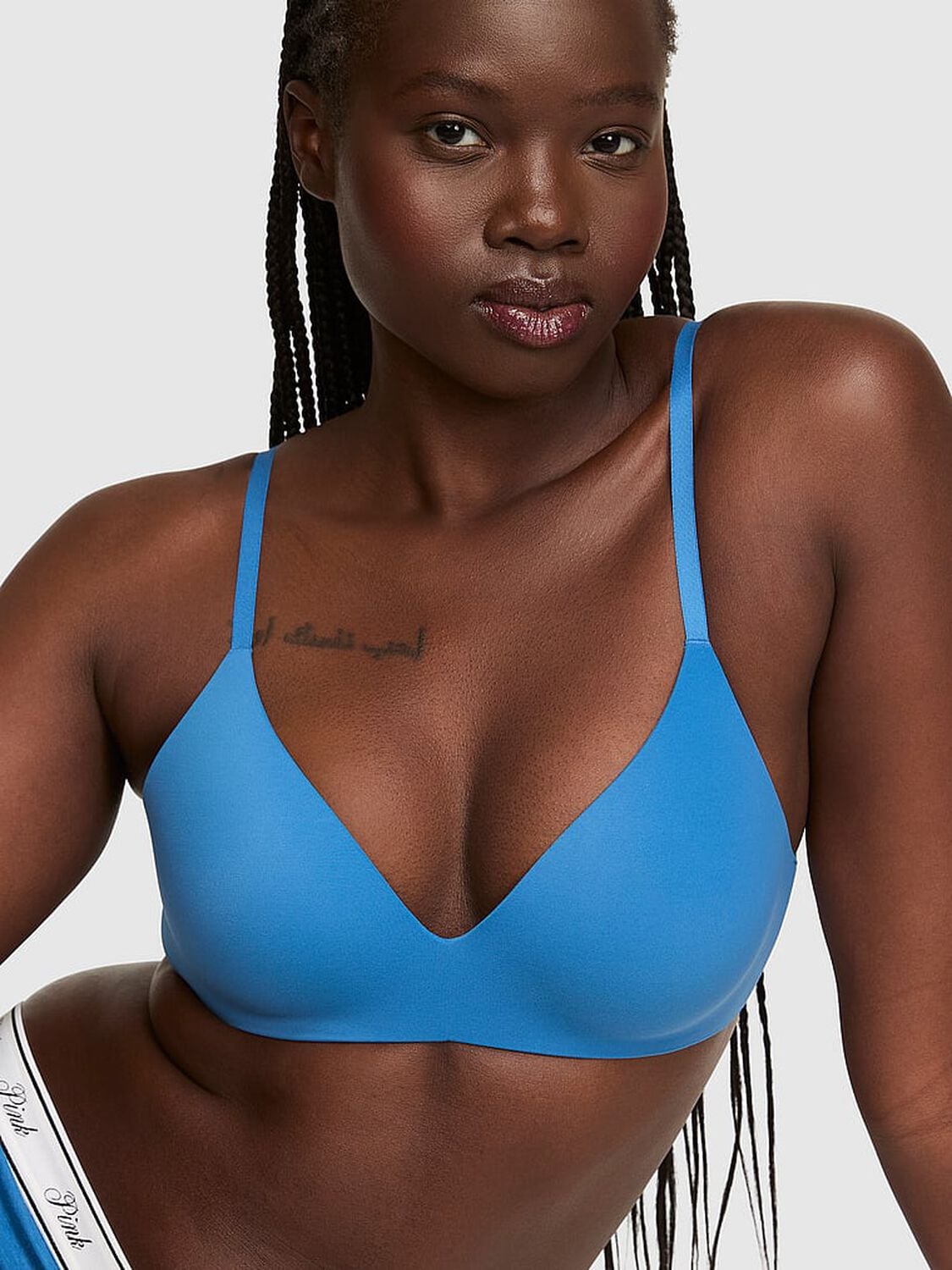 vs Pink Marshmallow Push-Up Wireless Comfy Bra Varsity Blue 1 of 4 