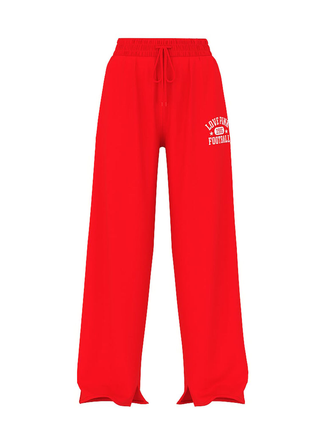 vs Pink Ivy Fleece Wide-Leg Split-Hem Sweatpants Bright Vermillion Game Day 3 of 3 