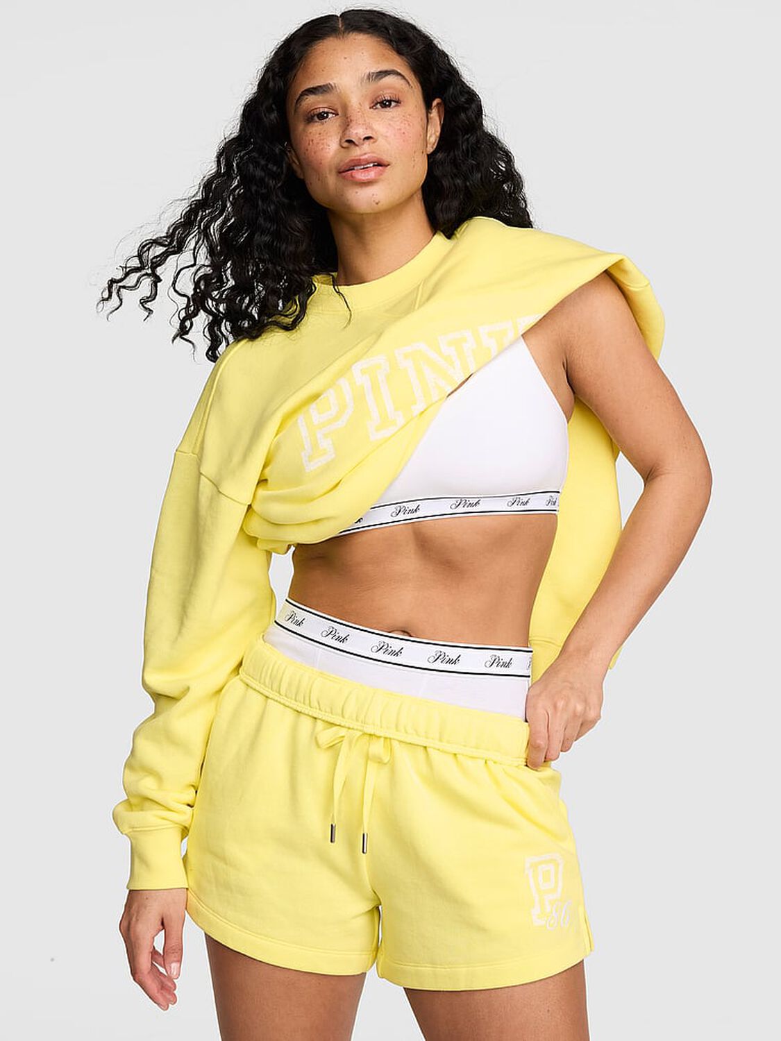 pink Pink Campus Fleece&trade; Roll-Down Shorts Pineapple Ice 1 of 3 