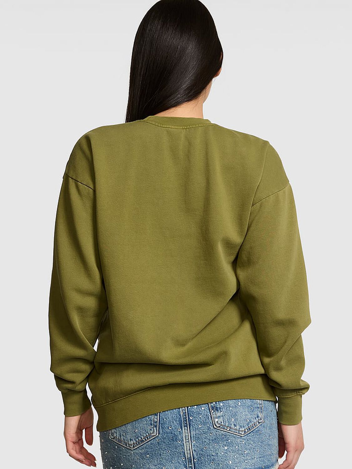 vs Pink Campus Fleece&trade; Oversized Crew Sweatshirt Lizard Green Spring 2 of 3 