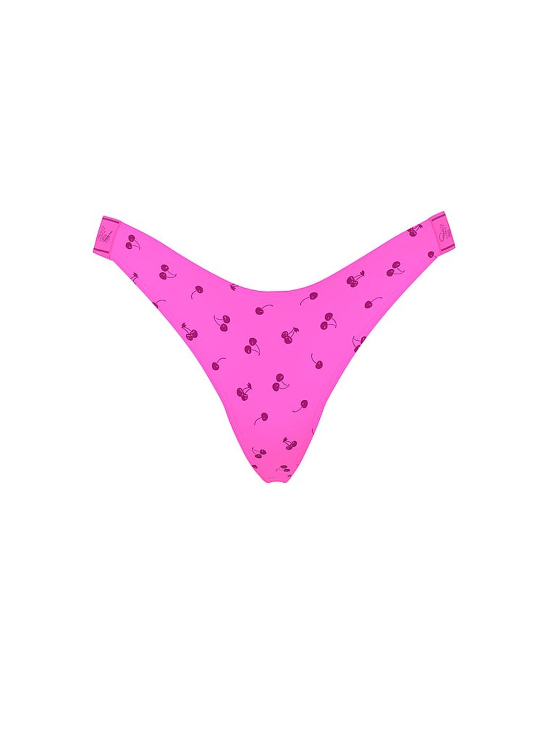 vs Pink Logo Cotton Shine High-Leg Thong Panty Sizzling Strawberry Cherry Print 3 of 3 